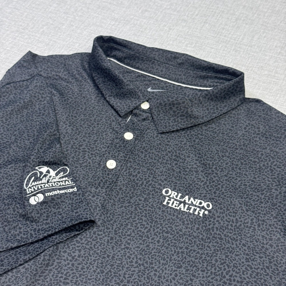 Nike Dri-FIT Animal Print Golf Polo Mens 2XL Gray Arnold Palmer Invitational